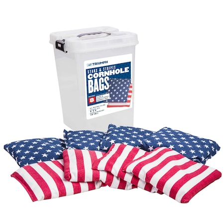 Triumph 6 in. x 6 in. 16 oz. Bean Bags with Tub, Patriotic, 8PK 12-0028-3